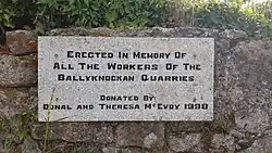 Close-up of a plaque near the main quarry entrance