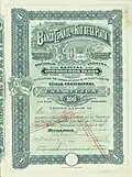Share of the Banco Español del Río de la Plata, issued 10 December 1910]