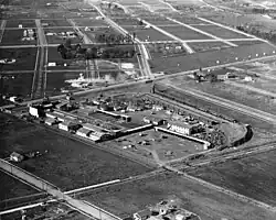 "Barnes City" c. 1924; note the rail cars on the right using a spur of the Redondo Beach via Playa del Rey Line