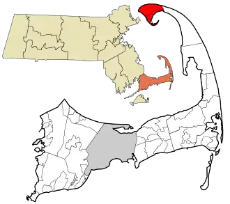 Location in Barnstable County and Massachusetts