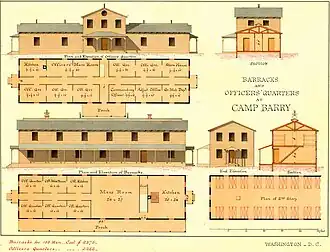 Plans for the Barracks and Officers' Quarters at Camp Barry, Washington DC