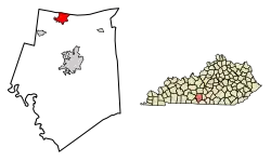 Location of Cave City in Barren County, Kentucky.