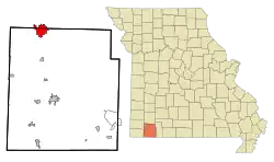 Location of Monett, Missouri