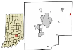 Location of Hartsville in Bartholomew County, Indiana.