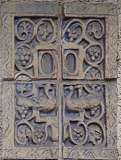 Batchelder tile, detail on chimney of the Batchelder House (Pasadena, California)