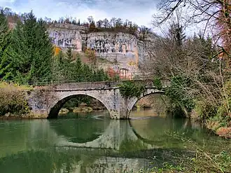 The bridge over the Dessoubre river in Battenans-Varin