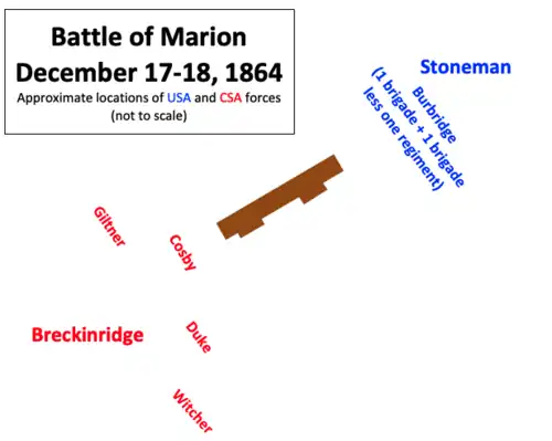 map showing troop positions around a bridge