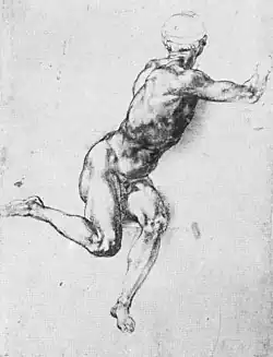 Study for the twisted man leaning into the center