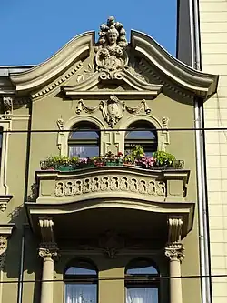 Balcony and gable