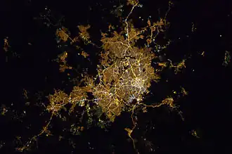 Satellite image of Belo Horizonte and greater area by night