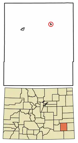 Location within Bent County and Colorado