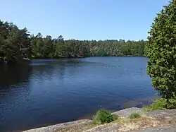 The lake Bergsjön from southeast on June 1, 2023.