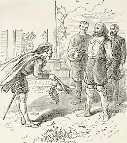 Book illustration of a man bowing to another man
