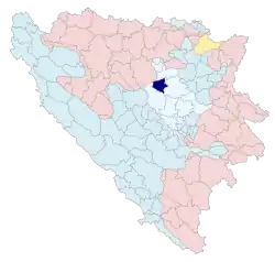 Location of Žepče within Bosnia and Herzegovina.