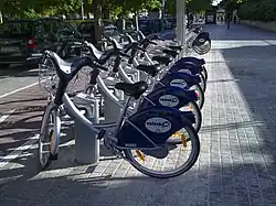 Valenbisi station and bikes in Valencia.