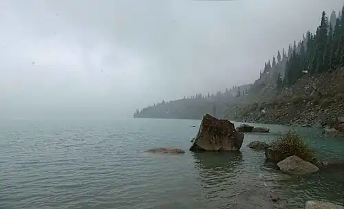 Lake during a fog.