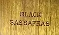 Black sassafras wood sample at the Powerhouse Museum, Sydney
