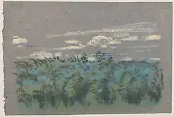 Blue Thicket, pastel on gray paper (18.6 x 27.8 cm)