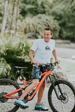 Bob Duggan with his mountain bike in Costa Rica.