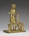 Gilded silver, silver, champlevé enamel, glass paste (imitation ruby). Reliquary with the Man of Sorrows. Walters Art Museum