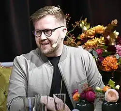 Erlingur Óttar Thoroddsen being interviewed