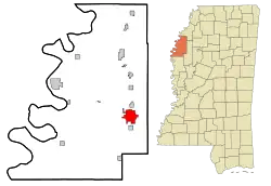 Location of Cleveland, Mississippi