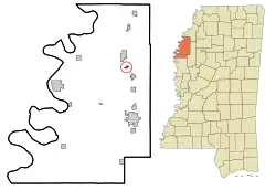 Location of Winstonville, Mississippi