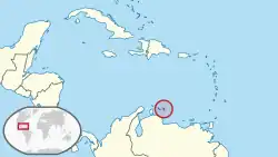 Location of Bonaire (circled in red) in the Caribbean