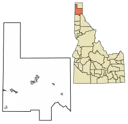 Location of Oldtown in Bonner County, Idaho.