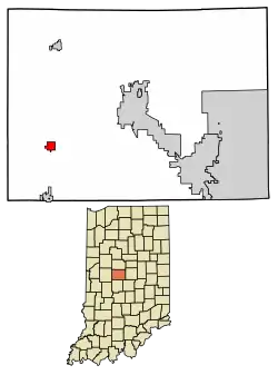 Location of Advance in Boone County, Indiana.