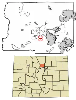Location of the Tall Timber CDP in Boulder County, Colorado