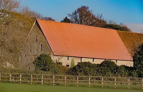 The Abbey's hospitium, now Boxley Abbey Barn, re-roofed