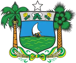 A coconut palm and a carnauba palm as supporters in the coat of arms of Rio Grande do Norte.[15]
