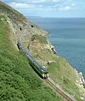 The railway along the cliffs of Bray Head with traces of the old alignment