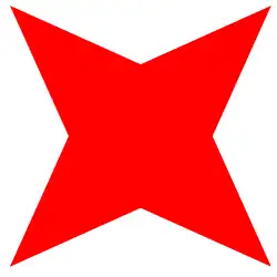 red four-pointed star on white background