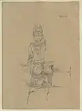 Kuvera riding on his vehicle, near temple of Nilkanth