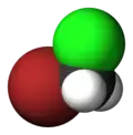 Spacefill model of bromochloromethane