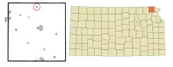 Location within Brown County and Kansas