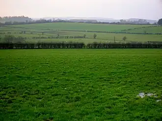 A view across fields and hedges