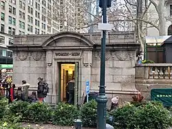 Front of the building with open door