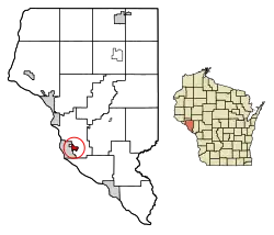 Location of Cochrane in Buffalo County, Wisconsin.