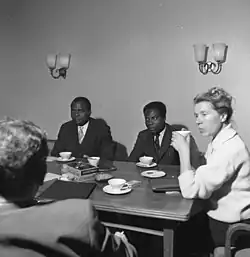 Bolikango (left) meeting with politicians in Bonn, Germany in February 1960