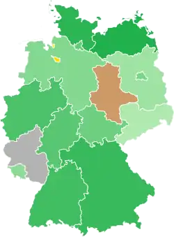 A coloured map of the states of Germany