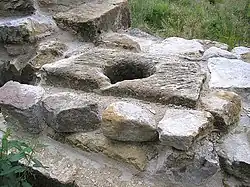 Garderobe shaft on the high medieval enceinte on the eastern side. The shaft opened over the moat in front of the zwinger