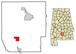Location of Georgiana in Butler County, Alabama.