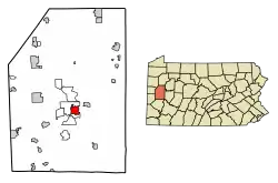 Location of Butler in Butler County, Pennsylvania.