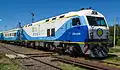 A CKD8 diesel-electric locomotive operating in Argentina for Trenes Argentinos.