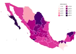 Active cases per 100,000 inhabitants by state (as of August 10, 2020[update])