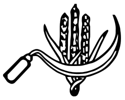 Logo of the Communist Party of India with a sickle and wheat.