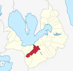 Map of Laguna with Calauan highlighted